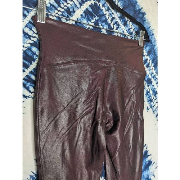 SPANX Faux Leather Leggings Wine Medium - Picture 4 of 8